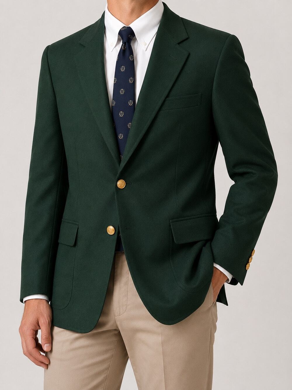 Bradford Bench Custom Oak Hall Green Blazer Sport Coat 48XL Wool Gold Button VTG